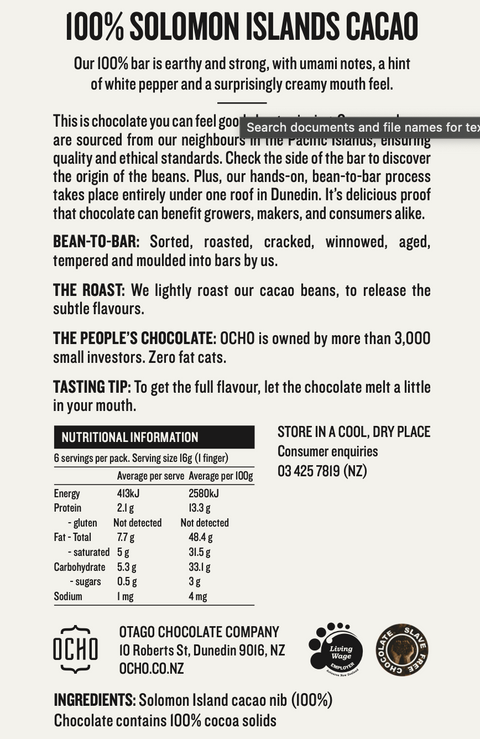 100% Cacao Solomons