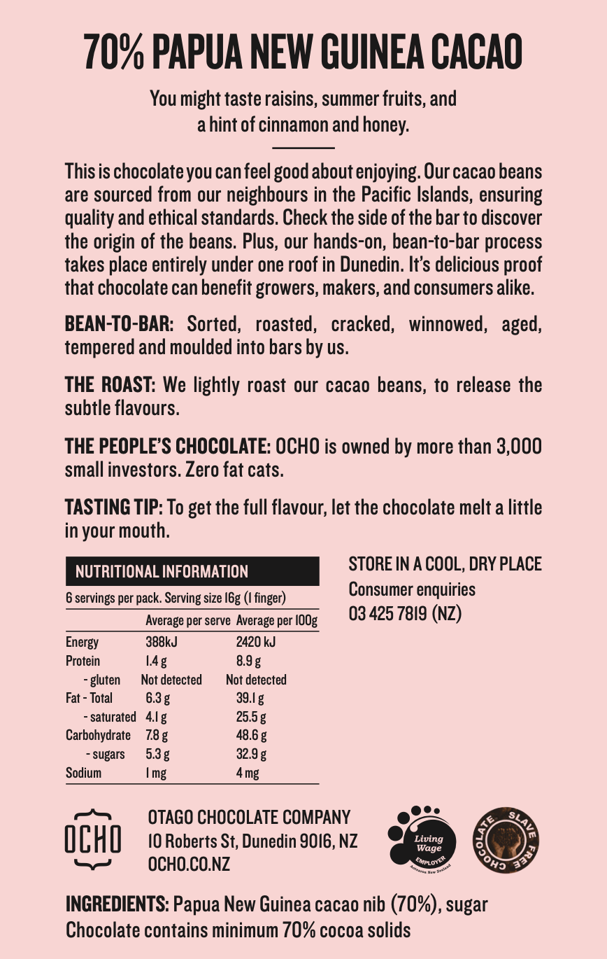 70% Cacao PNG – OCHO
